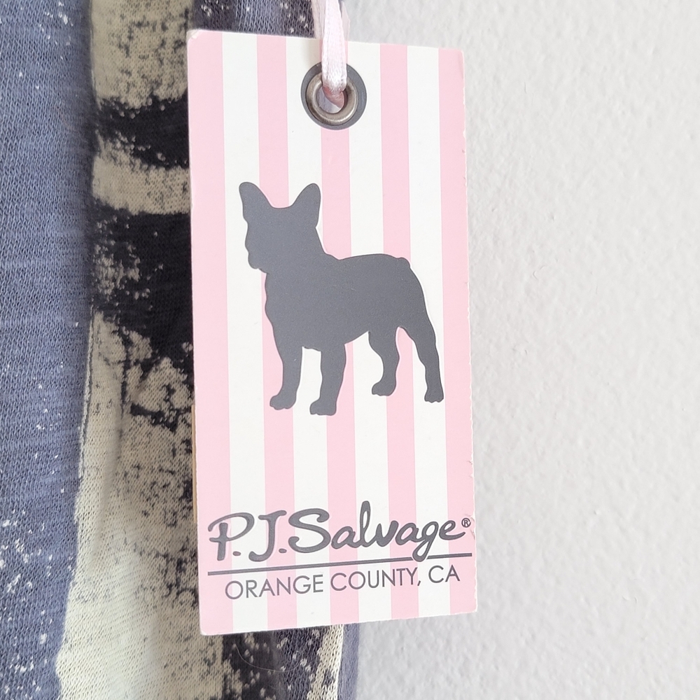 PJ Salvage Heart Stripe Racerback Tank Top Gray Cream Pink Tee Vintage Americana - Picture 4 of 11